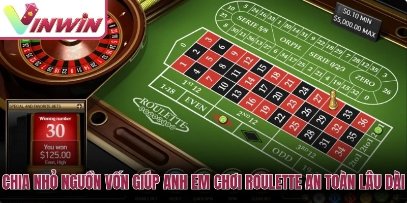Quản lý vốn roulette bằng cách chia nhỏ ngân sách và không gấp thếp sau chuỗi thua
